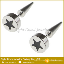 Customized Size Fashion Star Epoxy Stainless Steel Fake Plug Earring